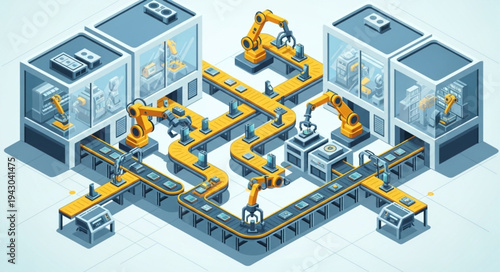 Industrial Robots in Manufacturing Facility.