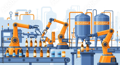 Industrial Robots in Manufacturing Facility.