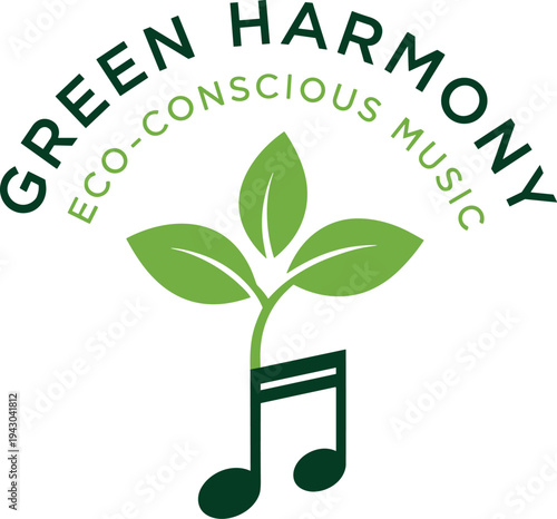 A distinctive logo combines a vibrant green plant and a musical note to symbolize eco conscious music and natural harmony