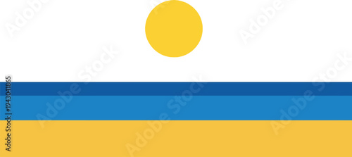 Free Download Horizontal stripes with yellow circle on white background in simple geometric style with bold colorful lighting in flat design for branding - GFXLoad