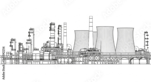 Industrial Refinery Plant Complex Structure.
