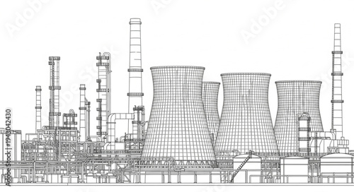 Industrial Refinery Plant Complex Structure.