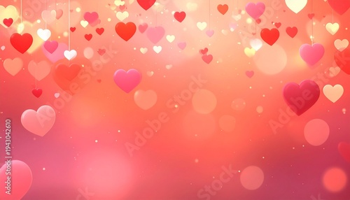 Valentines Day Background Banner with Red Hearts Abstract Love Concept