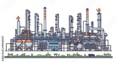 Industrial Refinery Plant Complex Structure.