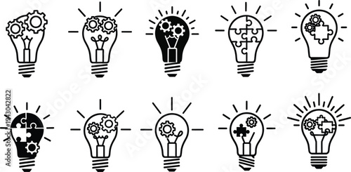 Light bulb ideas and brainstorming concepts