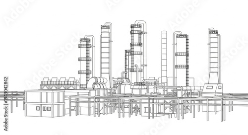 Industrial Refinery Plant Complex Structure.