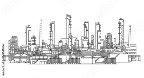 Industrial Refinery Plant Complex Structure.