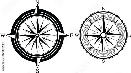 Vintage compass navigation tools
