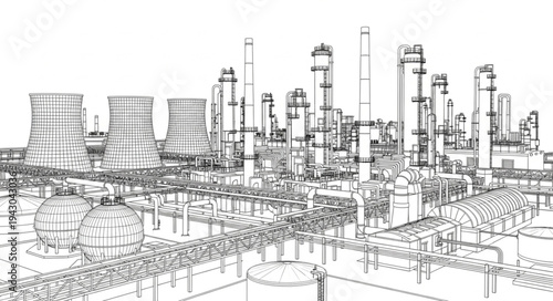 Industrial Refinery Plant Complex Structure.
