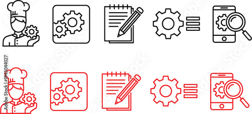 Business process management icons set