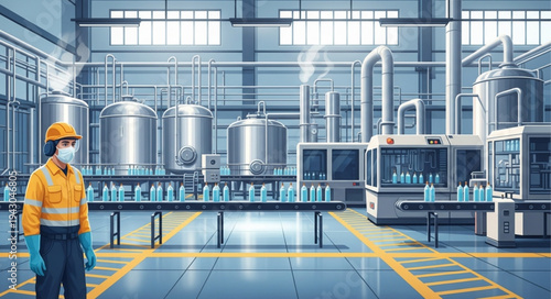 Industrial Worker in Factory Setting.