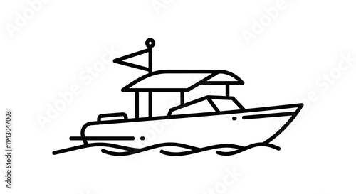 Modern Motorboat Vector Illustration, Sleek Design, Nautical Transportation Graphic for Marine Lifestyle and Travel Concepts