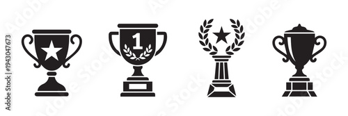 set trophy icons. Trophy cup, winner cup, victory cup icons. 