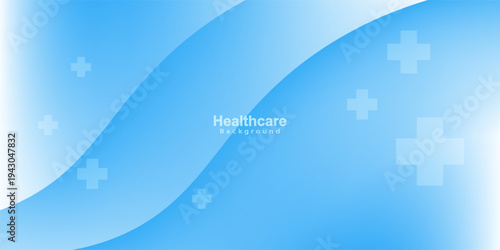 Blue healthcare background with plus signs and molecules. Suitable for medical presentations, healthcare websites, or scientific research articles. Stock vector illustration.