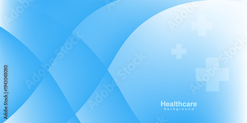 Blue healthcare background with plus signs and molecules. Suitable for medical presentations, healthcare websites, or scientific research articles. Stock vector illustration.