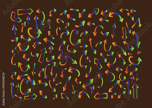 Vibrant multicolored abstract art piece with swirling patterns on a dark background