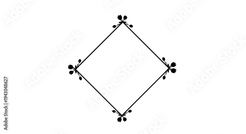 Stylized geometric diamond shape with intricate decorative corner accents and symmetrical border elements