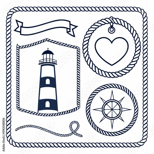 Nautical Rope Frame Vector Collection Elegant Rope Borders” 