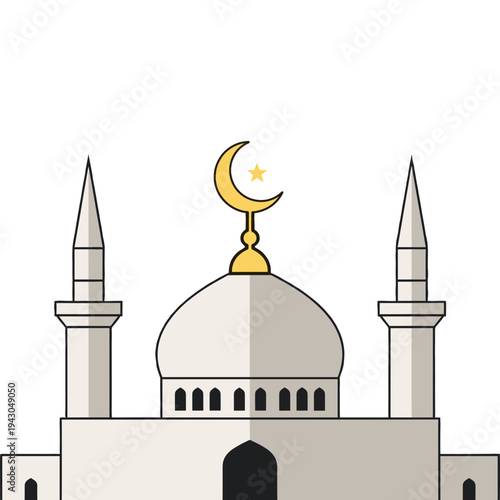 Mosque with Crescent: A serene depiction of a mosque, showcasing its architectural beauty with a prominent crescent moon, symbolizes faith and tranquility. 