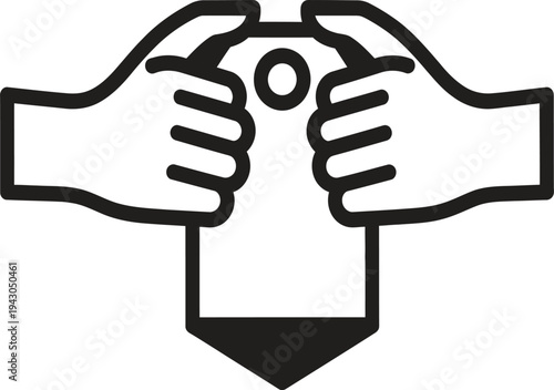 Two hands gripping a large pencil