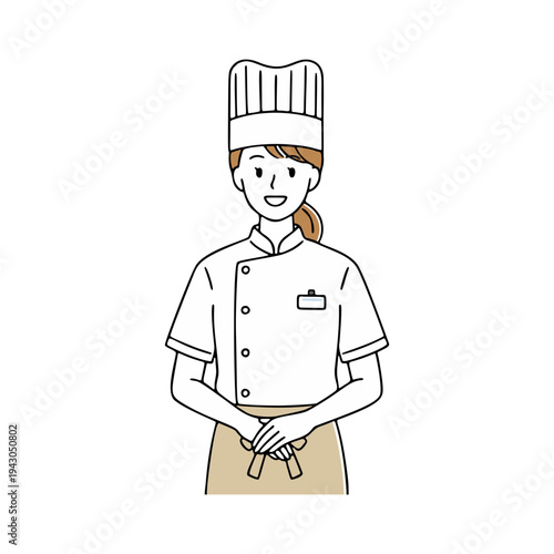 パン屋の女性店員のイラスト