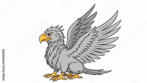 Cartoon gryphon illustration mythical creature with spread wings and sharp claws