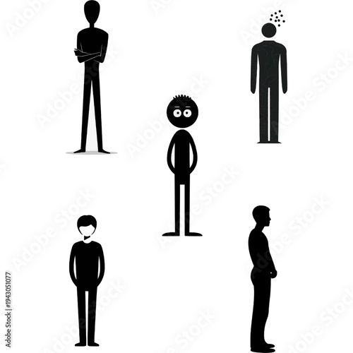 black silhouette of a calm and relaxed man with phlegmatic personality