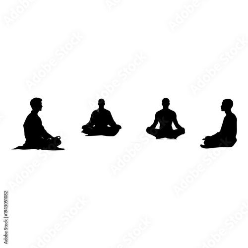 phlegmatic personality type black silhouette of a calm person sitting in relaxed posture isolated on white background
