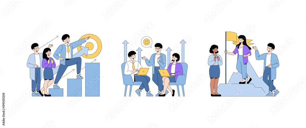 Fototapeta premium Team Collaboration and Success Vector Illustration