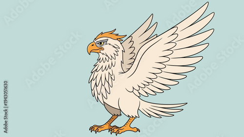 Cartoon gryphon illustration mythical creature with wings and eagle head