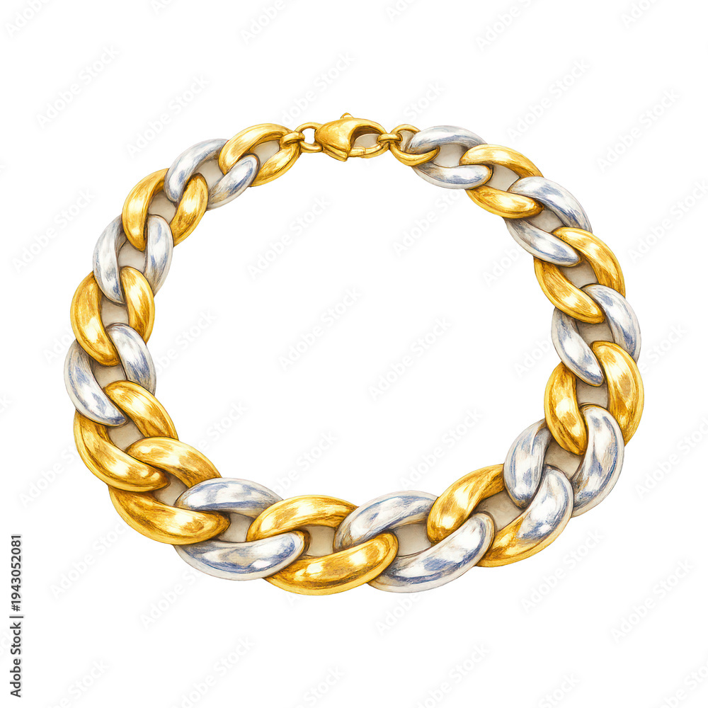 Obraz premium PNG Elegant gold silver chain illustration.