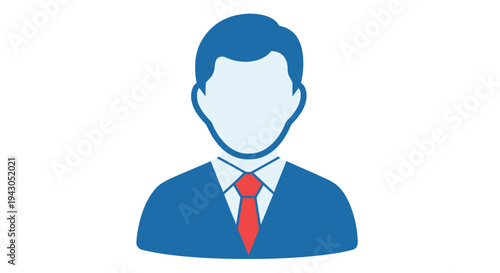 Simple vector illustration of a man in a suit and tie facing forward