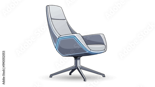 Modern ergonomic chair design illustration on white background for interiors