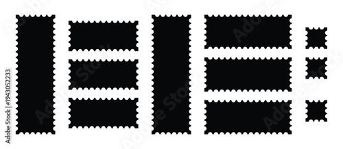 Collection of blank rectangle  Postage stamp frames.clean postage stamp template. postage icon. vector illustration