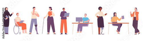 Large collection of diverse people characters. Men and women of different professions, ages and cultures in flat design