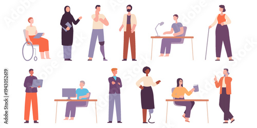 Large collection of diverse people characters. Men and women of different professions, ages and cultures in flat design