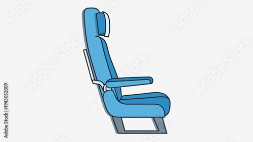 Illustrated blue passenger seat isolated on white background for travel concept