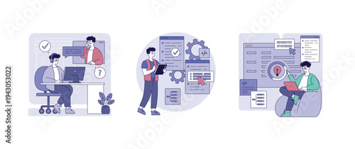 Vector Illustration of Team Collaboration and Coding