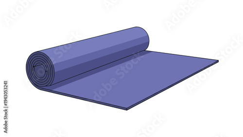 Smooth purple mat or blanket, neatly rolled up, suggesting yoga, fitness, exercise, or a comfortable surface for various activities.
