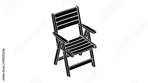 Black and white folding chair illustration for design and backgrounds