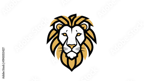 Stylized lion head emblem logo graphic with golden mane and detailed features