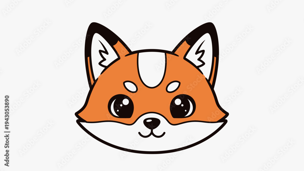 Fototapeta premium Cartoon fox head illustration playful design for various creative projects
