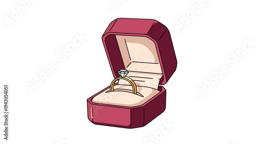 Sparkling diamond engagement ring nestled in an open velvet box, symbolizing love, commitment, marriage proposal, and special celebration.