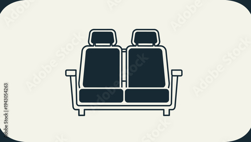 Minimalist illustration of paired vehicle seats against a plain background
