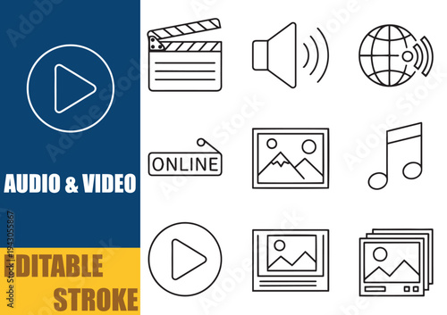 Audio and Video Icons – Play, Music, Online Media, Headphones