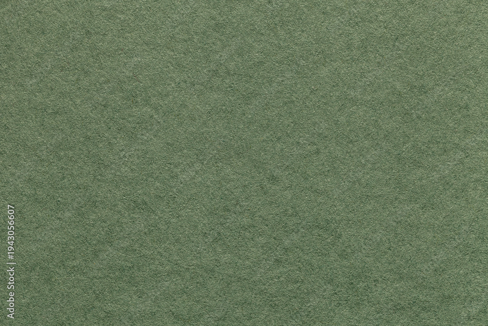 Fototapeta premium Olive green textured paper background with subtle grain surface and soft structure. Sage backdrop, macro