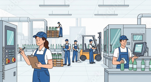 Industrial Workers in Manufacturing Facility.