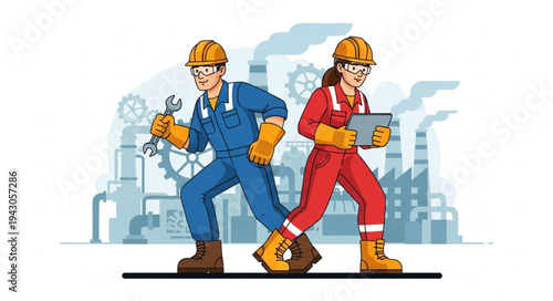 Industrial Workers in Safety Gear.