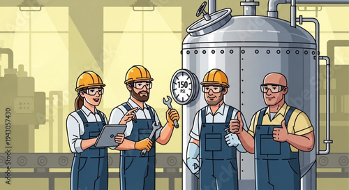 Industrial Workers Inspecting Equipment.