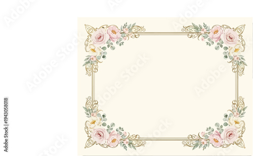 Elegant wedding invitation card template with floral decoration romantic modern wedding stationery design